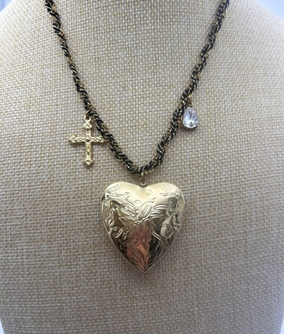 Collana cuore porta foto corda nera