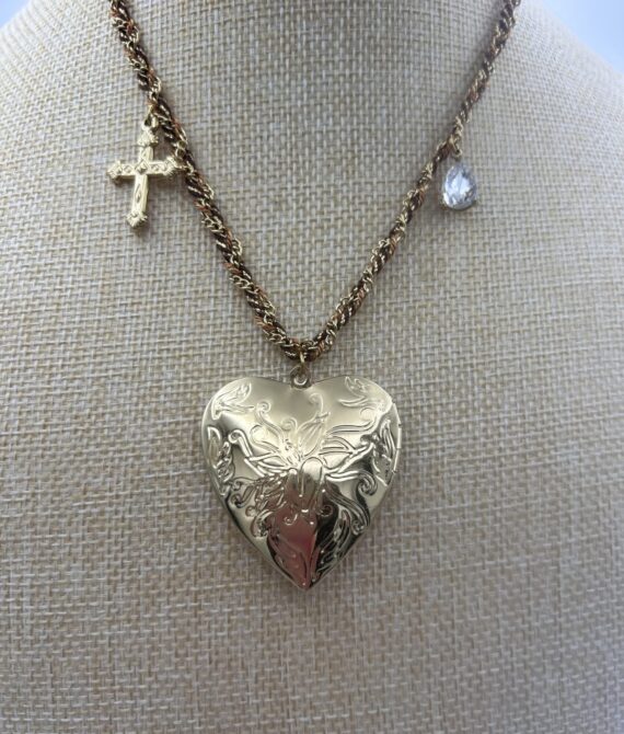 Collana cuore porta foto corda bronzo
